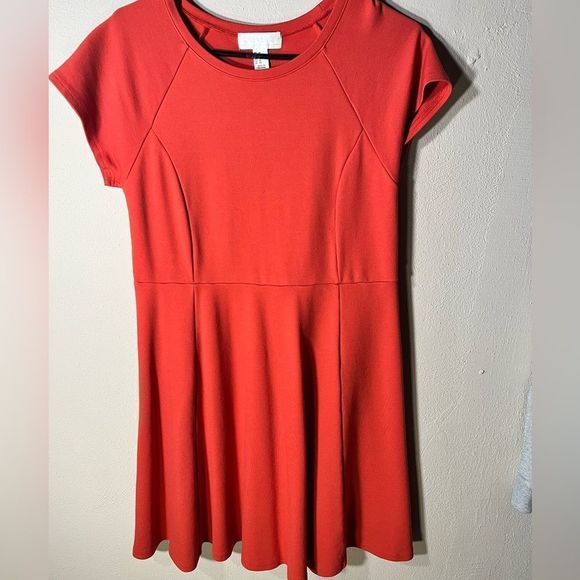 Dress In Coral scuba knit fitted Dress w waist line outstanding stretch/Drape - Picture 1 of 8